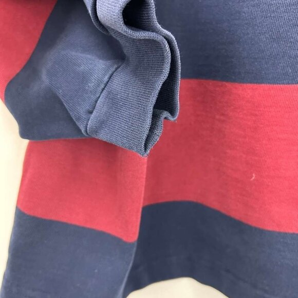 VTG Lands' End Shirt Men's L 42-44 Red Navy Striped Rugby Direct Merchants - Picture 12 of 16
